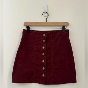 Burgundy skirt with buttons
